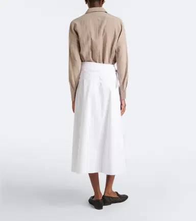 Vince Scarf-detail cotton poplin midi skirt | Thumbnail 3 Vince Scarf-detail cotton poplin midi skirt | Thumbnail 3