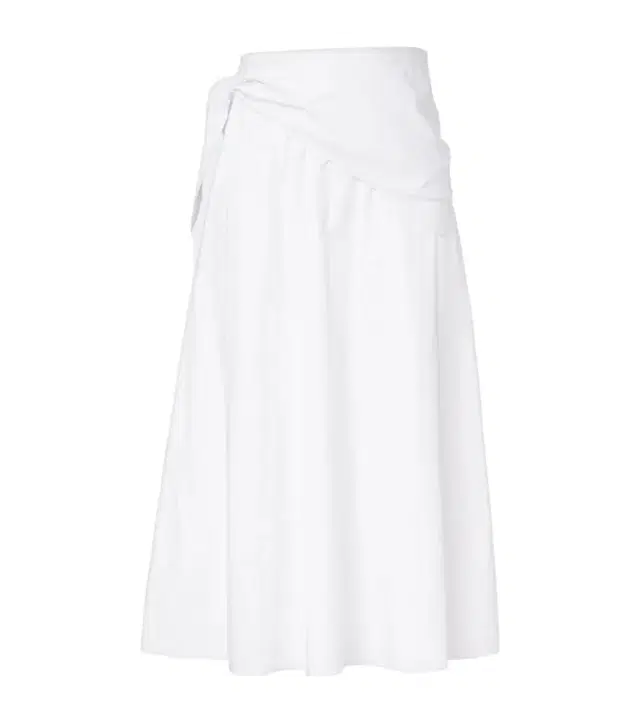 Vince Scarf-detail cotton poplin midi skirt