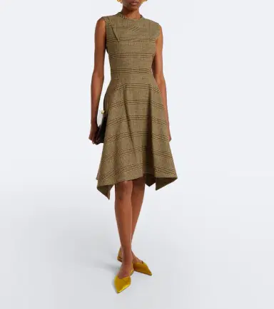 Patou Asymmetric Prince of Wales midi dress | Thumbnail 3