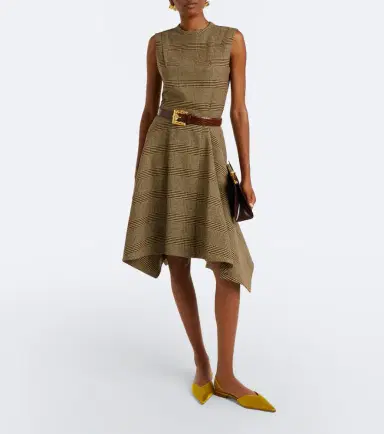 Patou Asymmetric Prince of Wales midi dress | Thumbnail 4