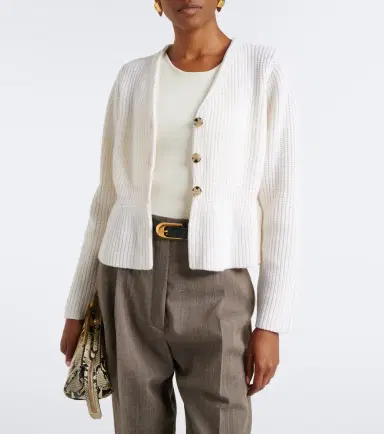 Jardin des Orangers Peplum wool and cashmere cardigan | Thumbnail 2