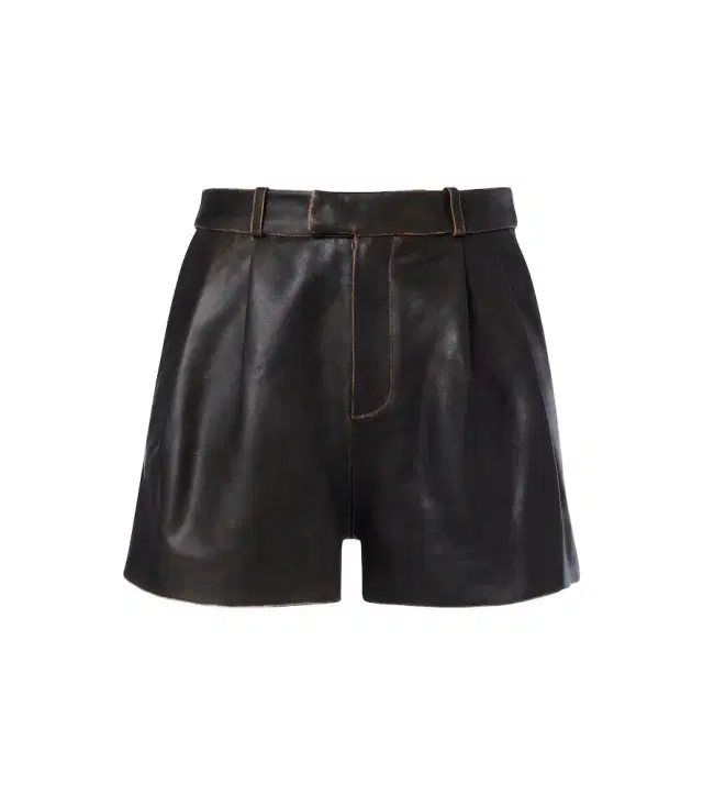 Arma High-rise leather shorts