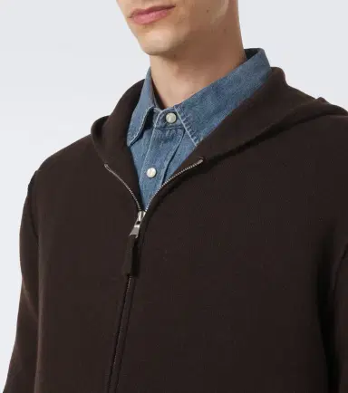 Allude Knitted wool and cashmere zip-up hoodie | Thumbnail 3
