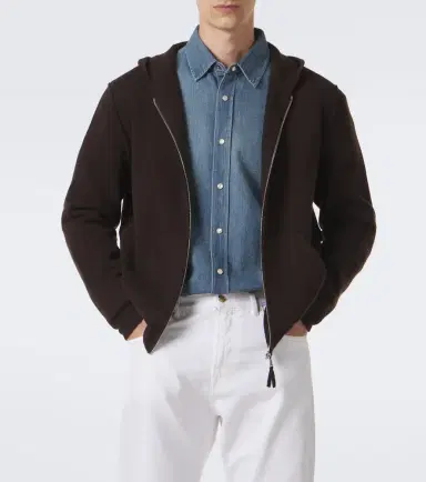 Allude Knitted wool and cashmere zip-up hoodie | Thumbnail 5
