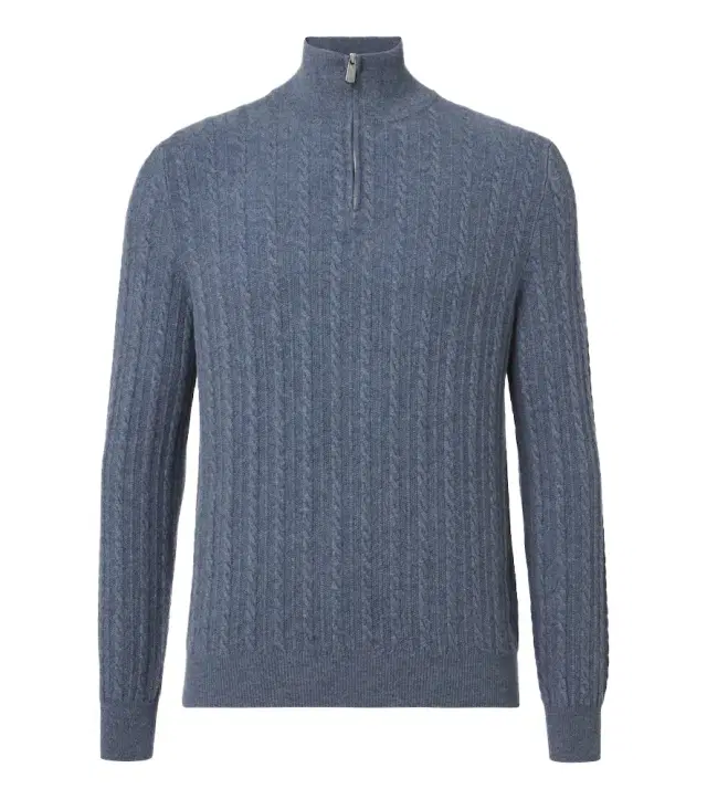 Fedeli Cable-knit cashmere half-zip sweater