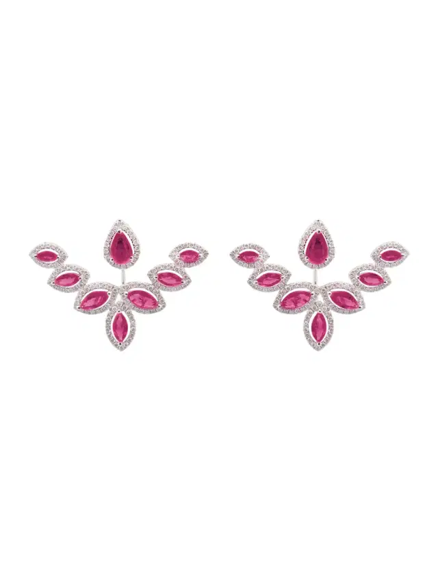 Wish Fine Jewelry 4.14ct Diamond Ruby 18K Gold Day & Night Earrings