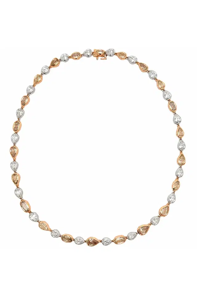 ARUNASHI Brown Diamond Pear Stepcut Necklace