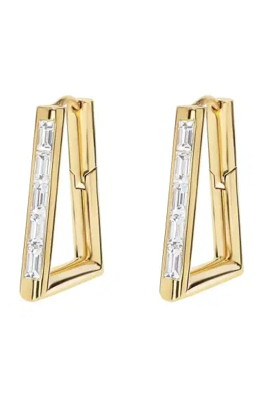 Azlee Diamond Baguette Forma Hoop Earrings | Thumbnail 1