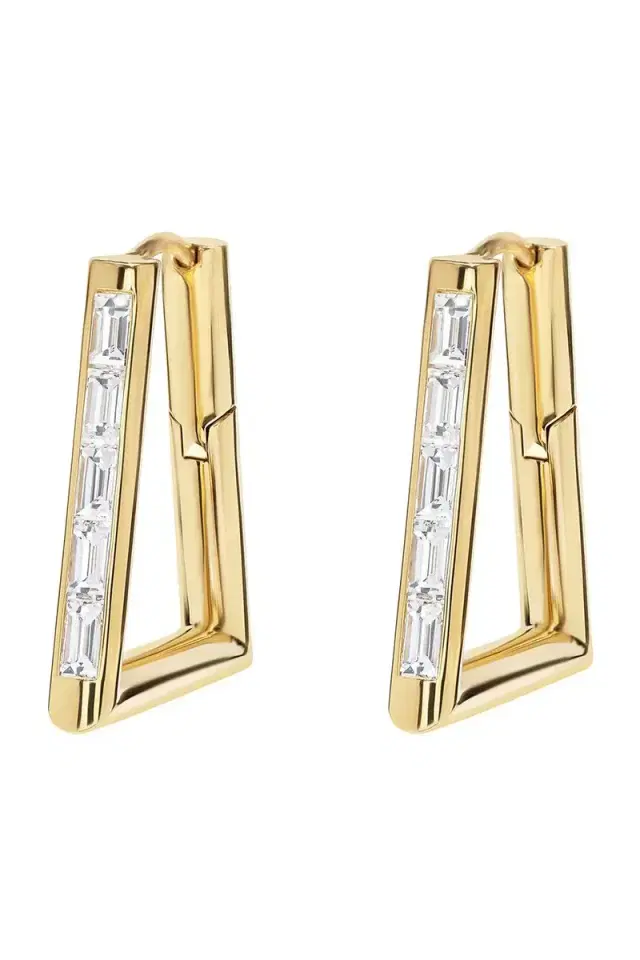 Azlee Diamond Baguette Forma Hoop Earrings
