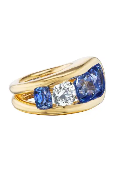Uniform Object Diamond Blue Sapphire Cascade Ring | Thumbnail 5