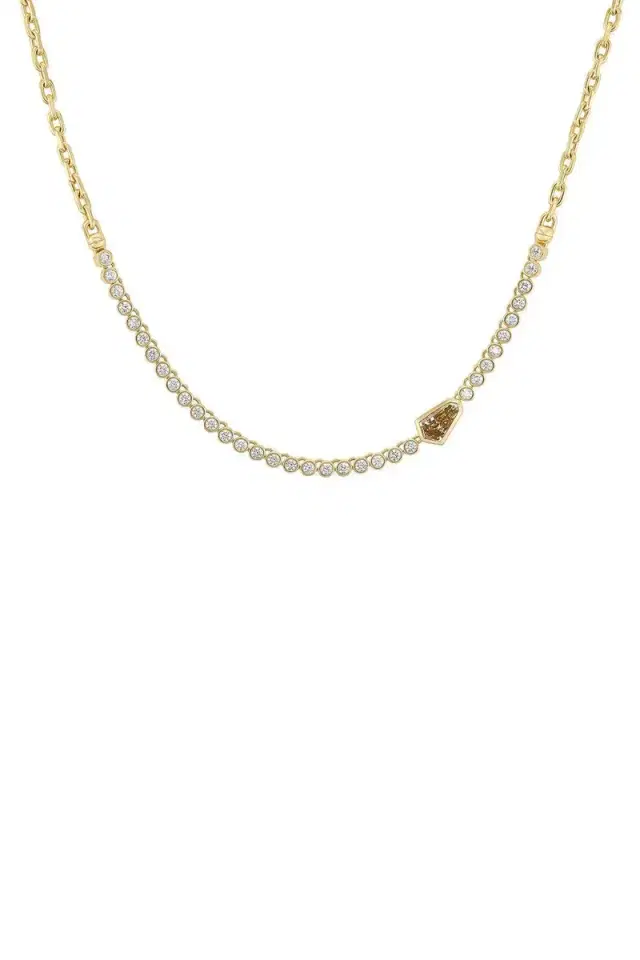 Uniform Object Diamond Champagne Tennis Necklace