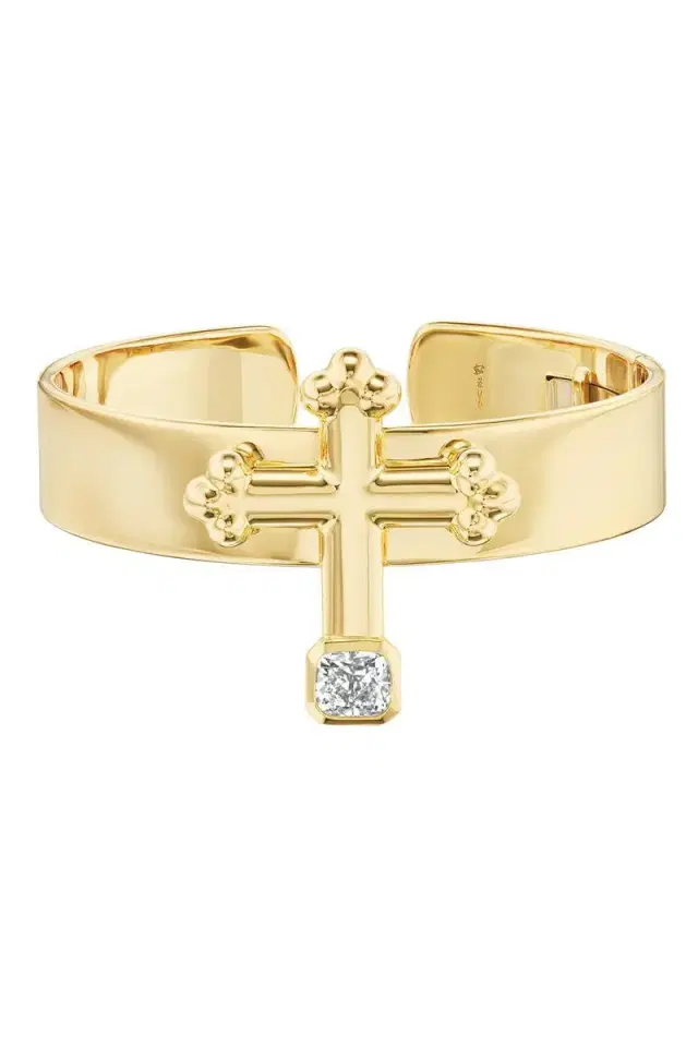 Uniform Object Diamond Cross Cuff Bracelet