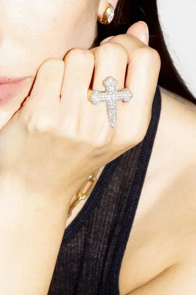 Uniform Object Diamond Cross Gauge Ring | Thumbnail 2