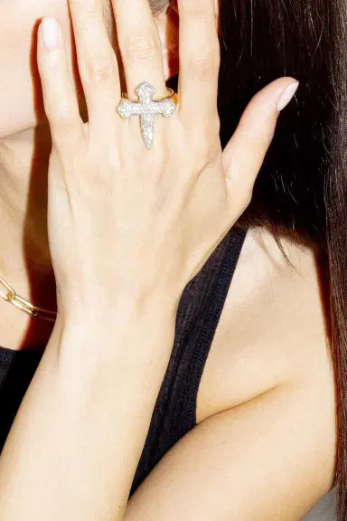 Uniform Object Diamond Cross Gauge Ring | Thumbnail 3