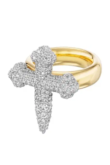 Uniform Object Diamond Cross Gauge Ring | Thumbnail 4
