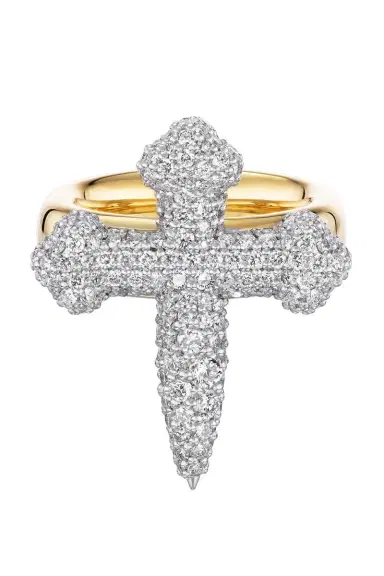 Uniform Object Diamond Cross Gauge Ring | Thumbnail 1