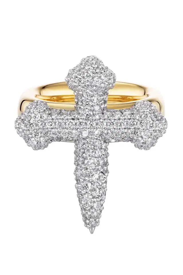 Uniform Object Diamond Cross Gauge Ring