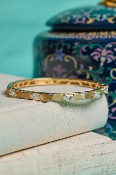 ARUNASHI Diamond Five Oval Geometric Enigma Bangle Bracelet | Thumbnail 5