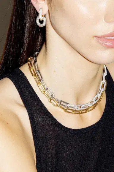 Uniform Object Diamond Huggie Hoop Earrings | Thumbnail 3