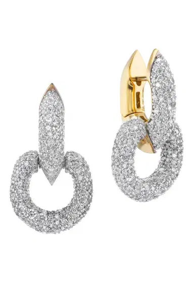 Uniform Object Diamond Huggie Hoop Earrings | Thumbnail 1