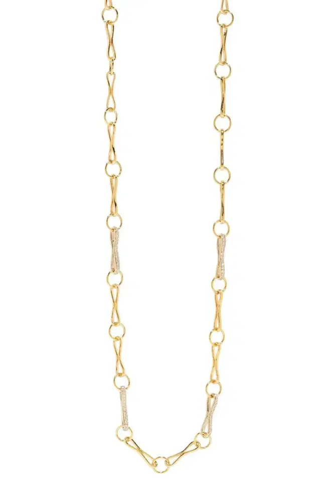 Azlee Diamond Link Large Motif Double Link Chain Necklace