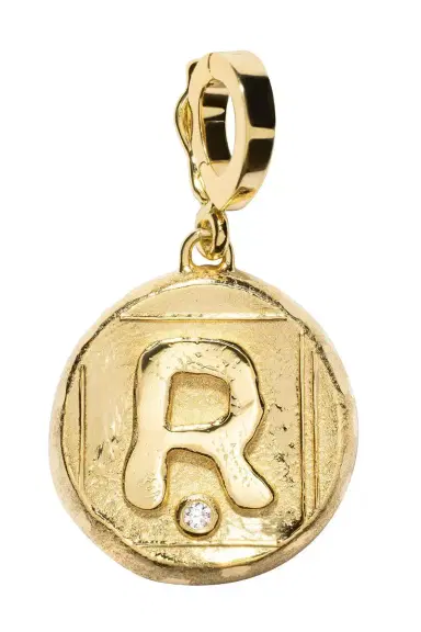 Azlee Diamond R Initial Signature Coin Pendant | Thumbnail 1