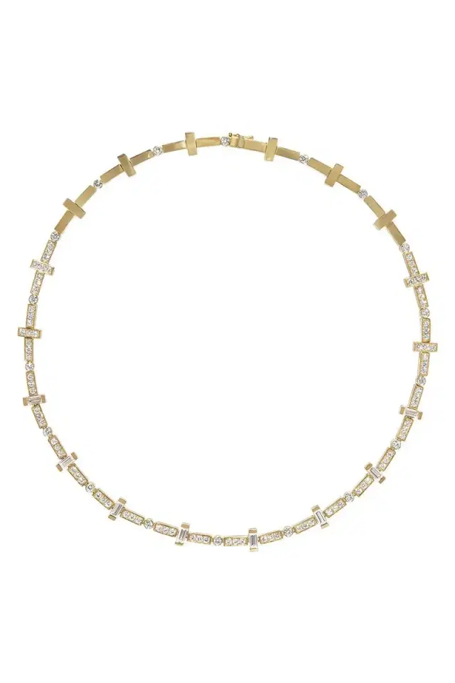 Azlee Diamond Scattered Bar Tennis Necklace
