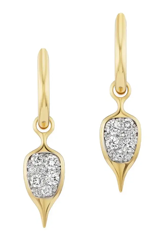 Uniform Object Diamond Thorn Carriage Huggie Earrings