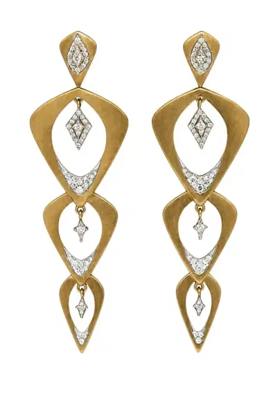 ARUNASHI Diamond Three Tier Wicker Earrings | Thumbnail 1 ARUNASHI Diamond Three Tier Wicker Earrings | Thumbnail 1