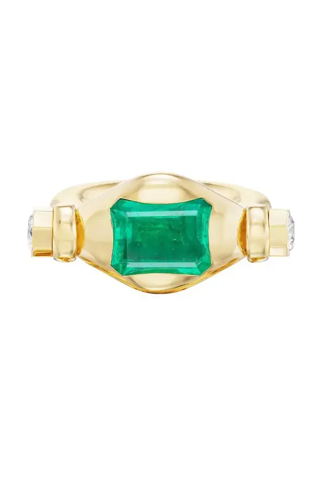 Uniform Object Emerald Diamond Machina Swivel Ring