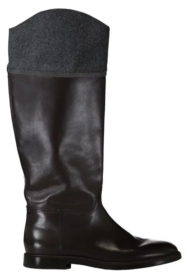 Brunello Cucinelli Monili Trim Matte Riding Boot