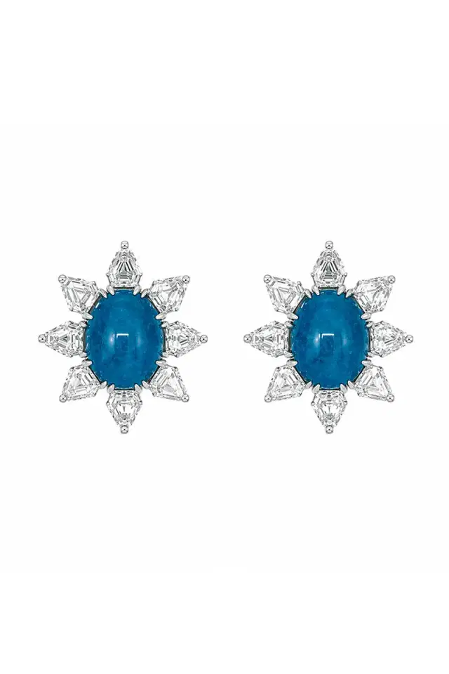 ARUNASHI Paraiba Diamond Oval Stud Earrings