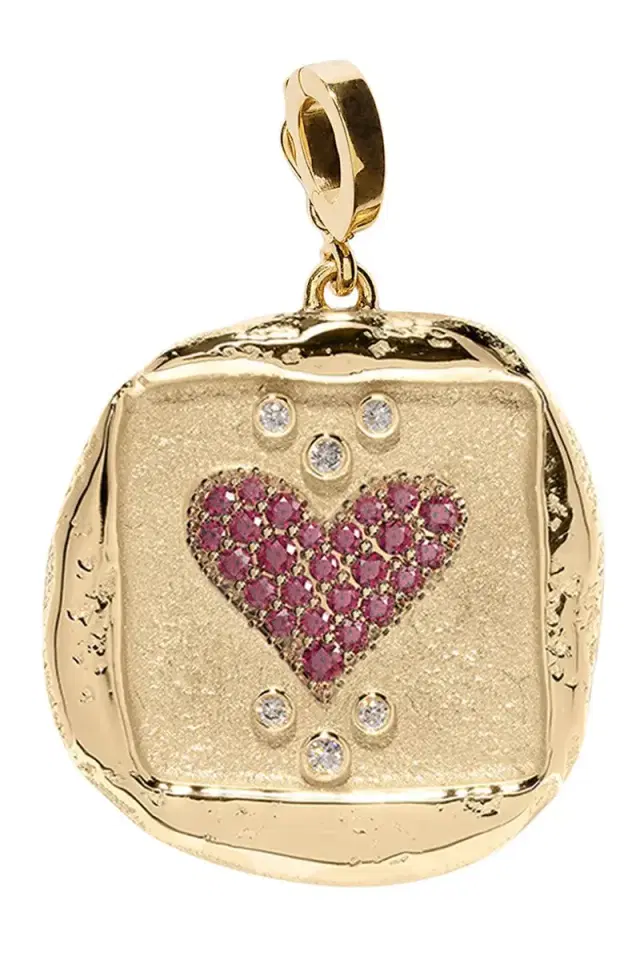 Ruby Diamond Large Amour Heart Coin