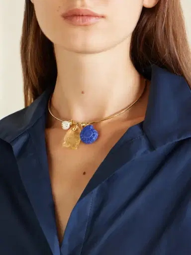 Martha Calvo Aurelia Lapis Lazuli, Citrine And Freshwater Pearl Gold-toned Necklace | Thumbnail 2