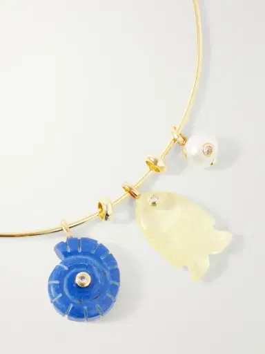 Martha Calvo Aurelia Lapis Lazuli, Citrine And Freshwater Pearl Gold-toned Necklace | Thumbnail 4