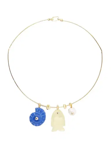Martha Calvo Aurelia Lapis Lazuli, Citrine And Freshwater Pearl Gold-toned Necklace | Thumbnail 1