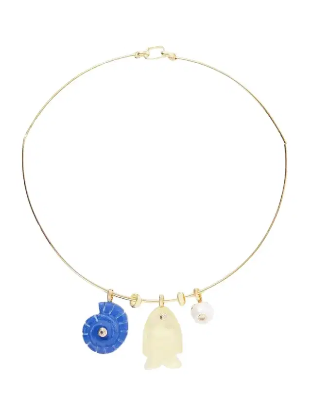 Martha Calvo Aurelia Lapis Lazuli, Citrine And Freshwater Pearl Gold-toned Necklace