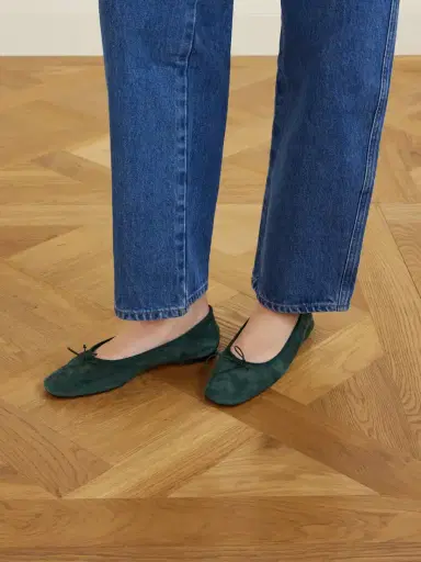 aeyde Tiby Bow-detail Suede Ballet Flats | Thumbnail 2