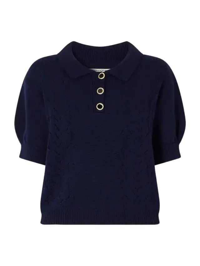 Alessandra Rich Open-knit Wool Polo Shirt