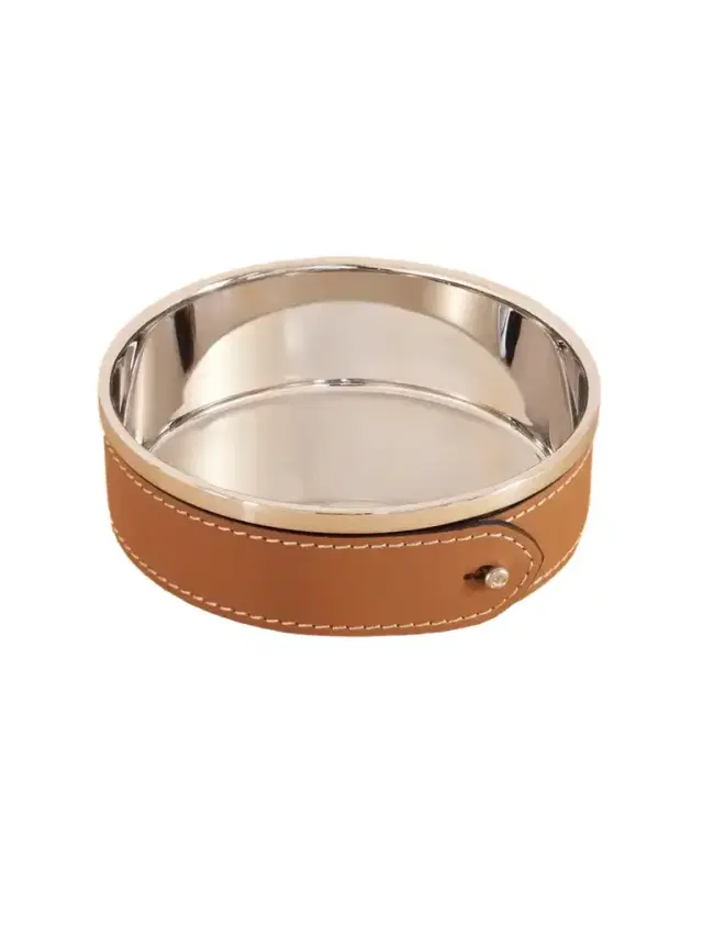 Ralph Lauren Home Wyatt Leather-trimmed Stainless Steel Bottle Coaster