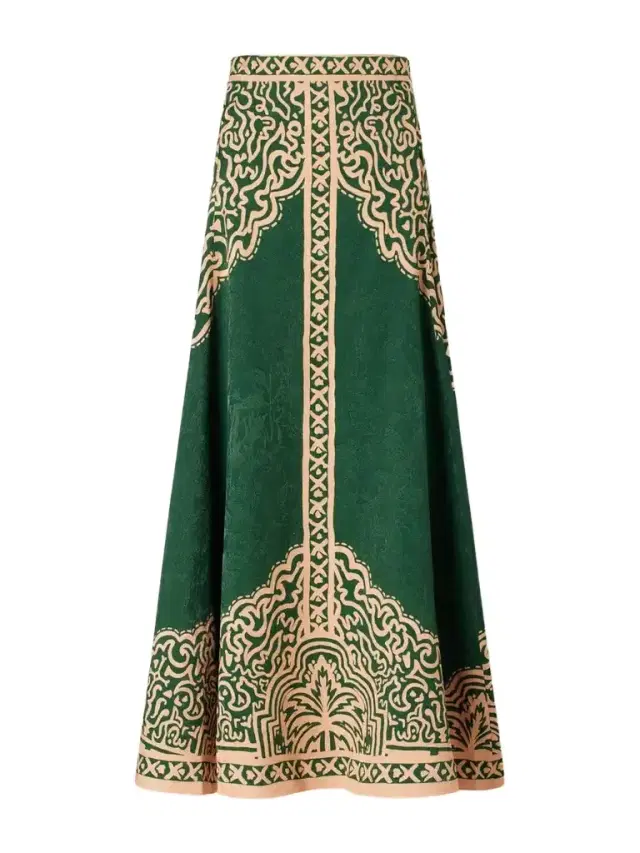 Johanna Ortiz Encanto De Isla Satin-jacquard Maxi Skirt
