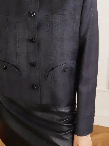 Blazé Milano Shamo Bolero Cropped Prince Of Wales Wool Jacket | Thumbnail 4