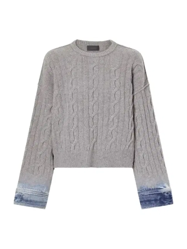 Haikure Karine Denim-trimmed Cable-knit Cotton Sweater