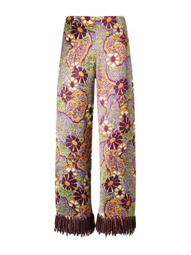 ALÉMAIS Joanna Printed Satin Wide-leg Pants