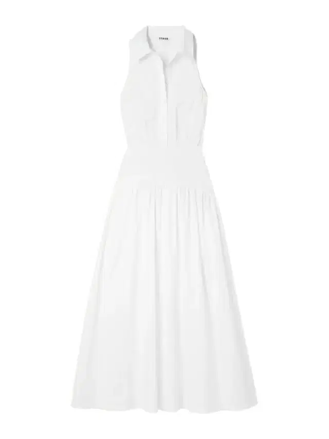 Staud Romy Gathered Cotton-blend Poplin Maxi Dress