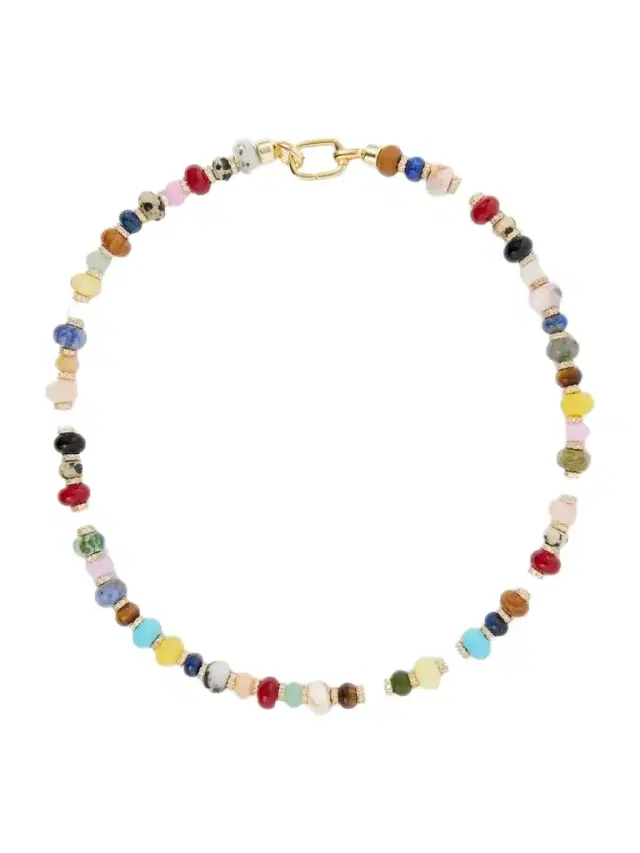 Gemstones And Crystals Gold-toned Beaded Necklace