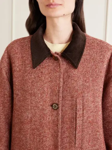 Blazé Milano Clelia Corduroy-trimmed Herringbone Jacket | Thumbnail 5