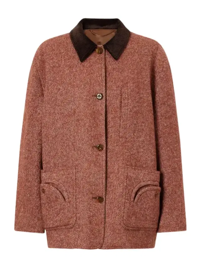 Blazé Milano Clelia Corduroy-trimmed Herringbone Jacket