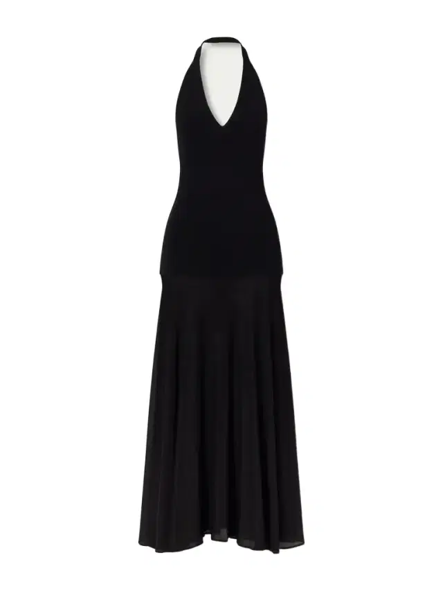 St. Agni Circle Mesh And Crepe Halterneck Maxi Dress