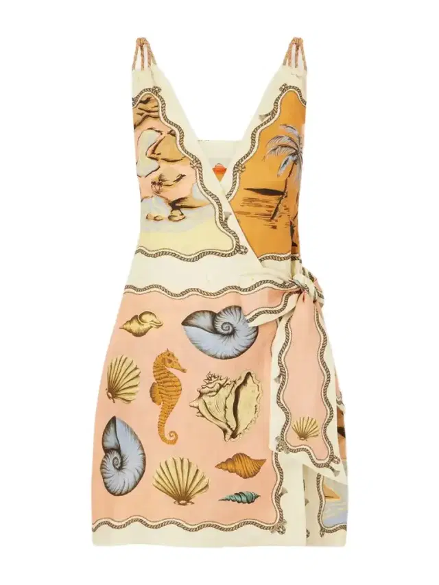 Farm Rio Rio Souvenir Printed Linen Mini Dress